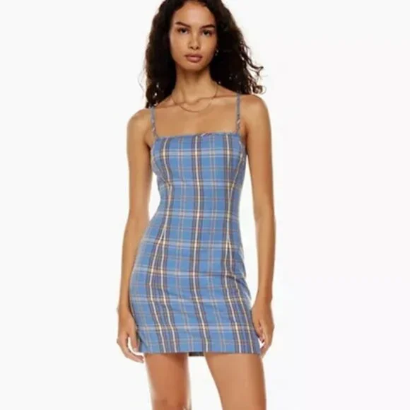 ARITZIA SUNDAY BEST Gerard Azurine Blue/White Plaid Dress NWT - Picture 3 of 16